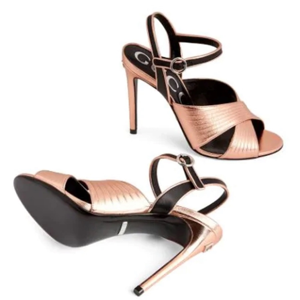 Gucci metallic finish cross-strap 104 mm sandals - Picture 6 of 17